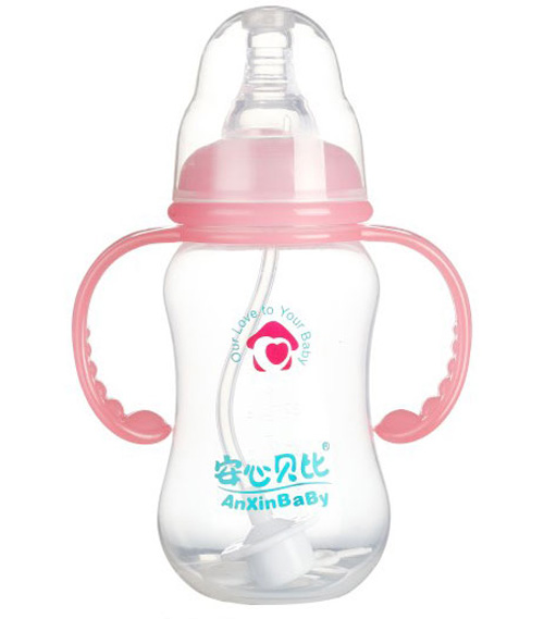安心貝比雙柄標(biāo)口自動吸管葫蘆葫蘆奶瓶210ml