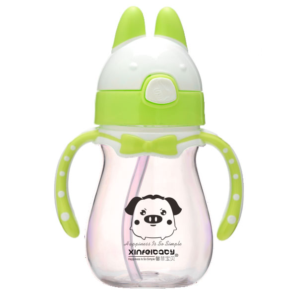 馨菲寶貝PPSU兔子兒童吸管水杯綠色