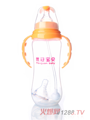 優(yōu)冠寶貝標(biāo)口徑PP奶瓶300ml橙色