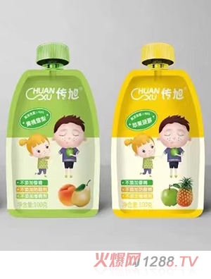 傳旭果泥100克袋裝 黃桃雪梨蘋(píng)果香蕉菠蘿草莓吸吸袋果泥
