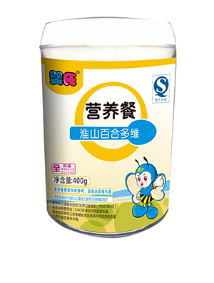   嬰氏淮山百合多維營養(yǎng)餐中醫(yī)食療中有“五行五色”的平衡理念之說，嬰氏鈣鐵鋅五谷多維營養(yǎng)餐便遵循了這個理念，以以各種富含膳食纖維和有益身體健康的谷物為原料，特別添加嬰幼兒成長初期必不可少的鈣、鐵、鋅三大礦物質(zhì)營養(yǎng)成分，有助于嬰幼兒實現(xiàn)營養(yǎng)均衡，讓寶寶的身體每天都能處于平衡的健康狀態(tài)。